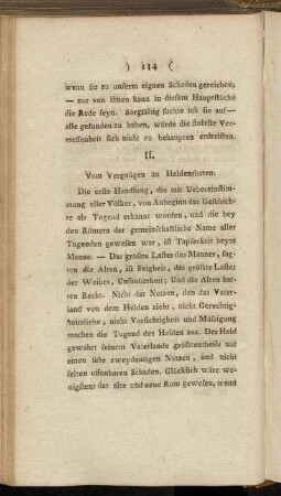 II. Vom Vergnügen an Heldenthaten.