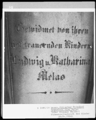 Grabstein von Ludwig und Katharina Melas