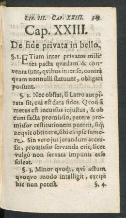 Cap. XXIII. De fide privata in bello.