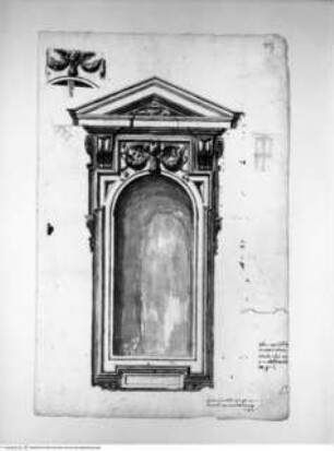 Album des Orazio Grassi, Entwurf für Wandnischen der Fassade von S. Ignazio, Rom