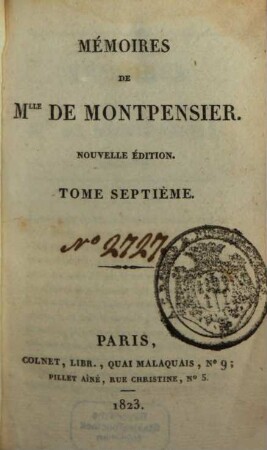 Mémoires De Mlle De Montpensier, 7