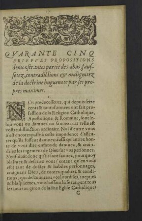 Quarante cinq briefves propositions