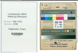 Entnazifizierung Franz Hegemann , geb. 25.02.1889 (Kaufmann)