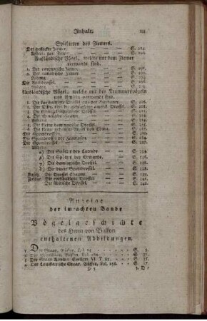 Anzeige der im achten Bande Vögelgeschichte des Herrn von Buffon enthaltenen Abbildungen. [Plates siehe arabische Paginierung]