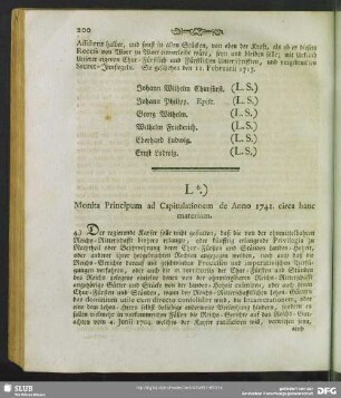 L6.) Monita Principum ad Capitulationem de Anno 1741. circa hanc materiam