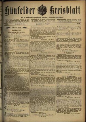 Zweite Ausgabe vom Samstag, den 07. April 1917.