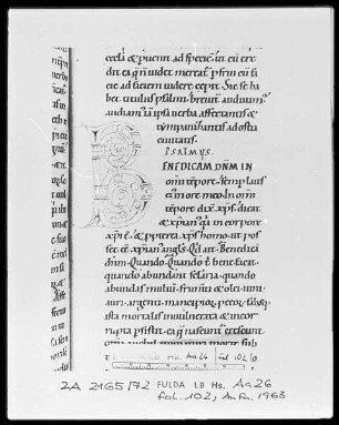 Augustinus, Enarrationes in Psalmos 1-50 — Initiale, Folio 102 recto