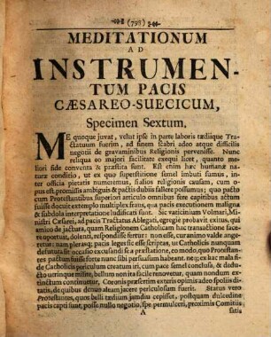 Meditationvm Ad Instrvmentvm Pacis Caesareo-Svecicvm Specimen ..., Specimen Sextum