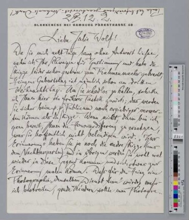 Brief an Julie Wolfthorn