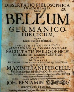 Diss. philos. inaug. exhibens bellum Germanico-Turcicum