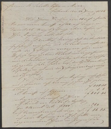 Brief an B. Schott's Söhne : 30.06.1833