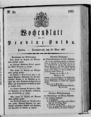 Nr. 20, Ausgabe vom 20. Mai 1837