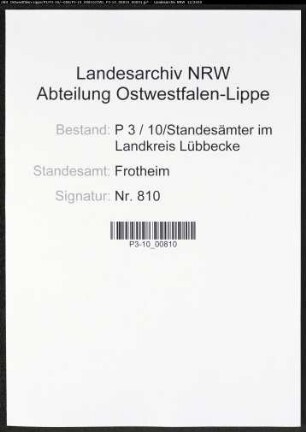 Sterberegister Standesamt Frotheim