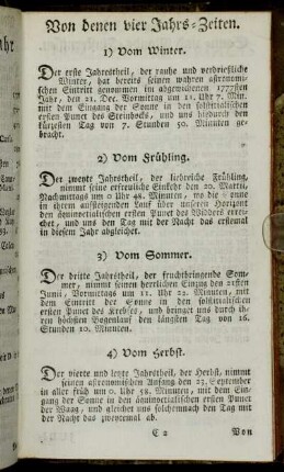 Von denen vier Jahrs-Zeiten. - Von den Sonn- und Monds-Finsternissen.