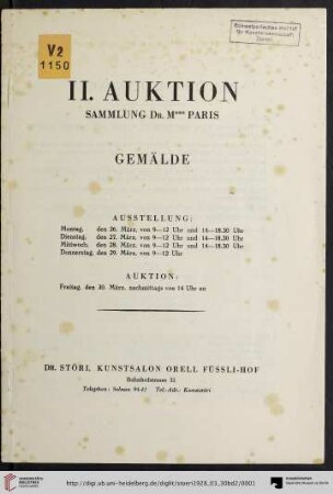 2: Auktion - Sammlung Dr. M***, Paris: Gemälde : Auktion: Freitag, den 30. März