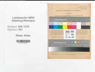 Entnazifizierung Anton Riese , geb. 21.10.1901 (Autoschlosser)