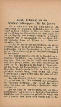 Welche Bedeutung hat das Schulunterhaltungsgesetz für den Lehrer?
