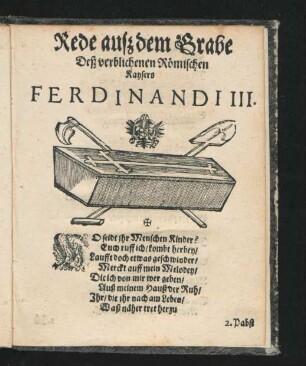 Rede aufz dem Grabe Des verblichenen Römischen Kaysers Ferdinandi III.