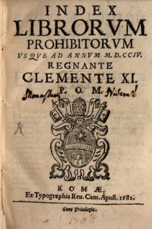 Index Librorum prohibitorum : Innocentii XI. iussu editus