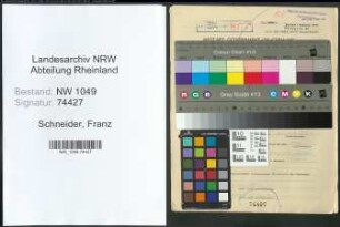Entnazifizierung Franz Schneider , geb. 09.07.1920 (Polizist)