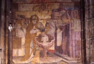Wandgemälde "Taufe der heiligen Ottilie", Prag, Hradschin, Tschechische Republik