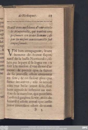Traict tres-meschant d'une vieille Maquerelle, qui vouloit empoisonner un jeune homme, & par la mesme invention elle fut empoisonnée.