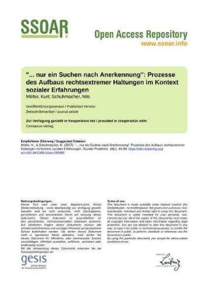 "... nur ein Suchen nach Anerkennung": Prozesse des Aufbaus rechtsextremer Haltungen im Kontext sozialer Erfahrungen