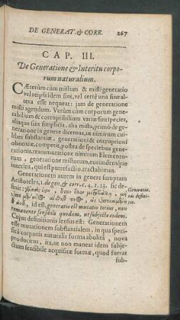 Cap. III. De Generatione & Interitu corporum naturalium
