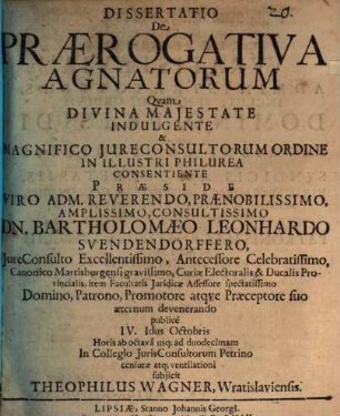 Diss. de praerogativa agnatorum