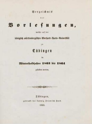 Vorlesungsverzeichnis 1863/64