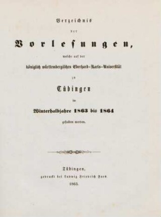 Vorlesungsverzeichnis 1863/64