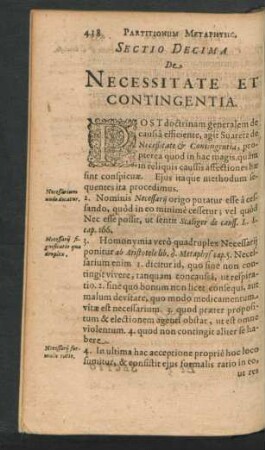 Sectio Decima. De Necessitate Et Contingentia.