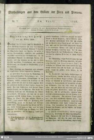 Mitteilungen aus dem Gebiete der Flora und Pomona