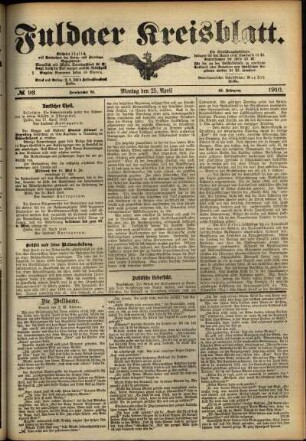 Ausgabe vom Montag, den 25. April 1910.