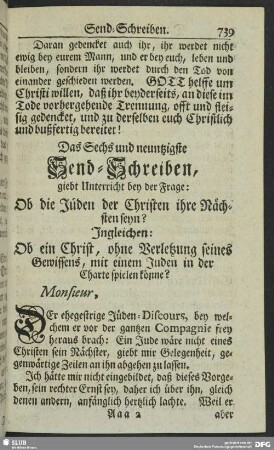 Das Sechs und neuntzigste Send-Schreiben