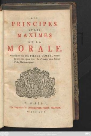 Les Principes Et Les Maximes De La Morale
