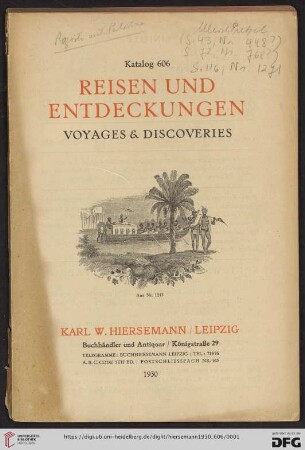 Nr. 606: Katalog: Reisen und Entdeckungen