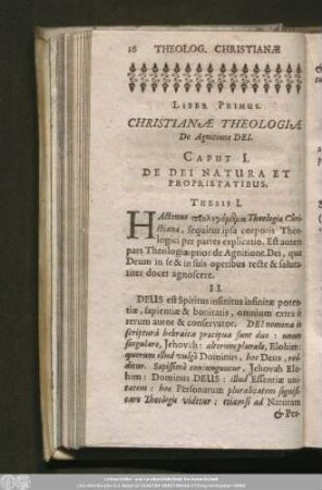 Caput I. De Dei Natura Et Proprietatibus.