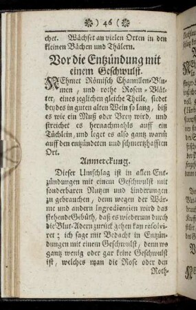 Vor die Entzündung mit einem Geschwulst - Vor das Bluten