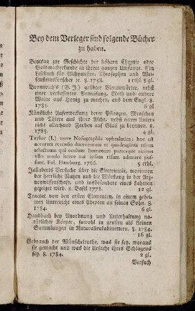 Bey dem Verleger sind folgende Bücher zu haben.