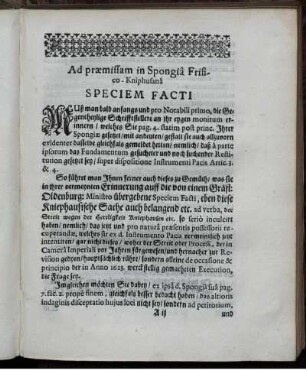 Ad praemissam in Spongia Frisico-Kniphusana Speciem Facti