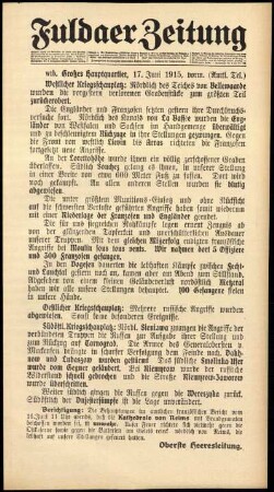 Ausgabe vom Donnerstag, den 17. Juni 1915.