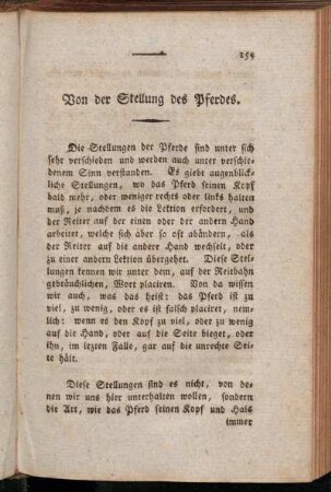 Von der Stellung des Pferdes.