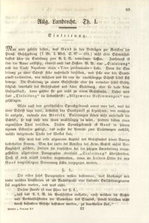 Allg. Landrecht. Th. I. Einleitung