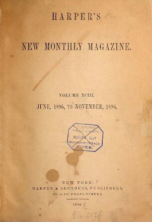 Harper's new monthly magazine. 93 = 553 - 558. 1896