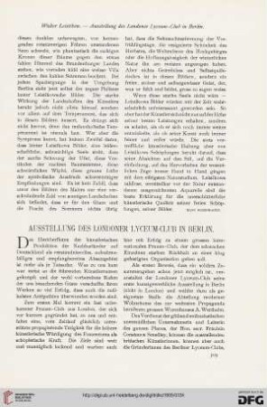 Ausstellung des Londoner Lyceum-Club in Berlin