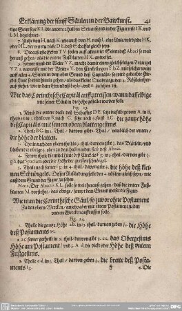 Wie man die Corinthische Säul/ so zuvor ohne Postament Zu den obern Wercken/ anjetzo aber mit einem Postament zu den untern Werken auffreissen solle.