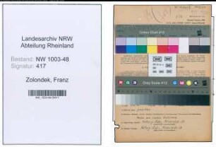 Entnazifizierung Franz Zolondek , geb. 17.01.1913 (Lehrer)
