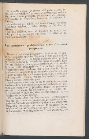 Los primeros pobladores y los famosos pulperos