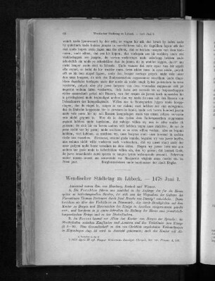 Wendischer Städtetag zu Lübeck. - 1478 Juni 1.